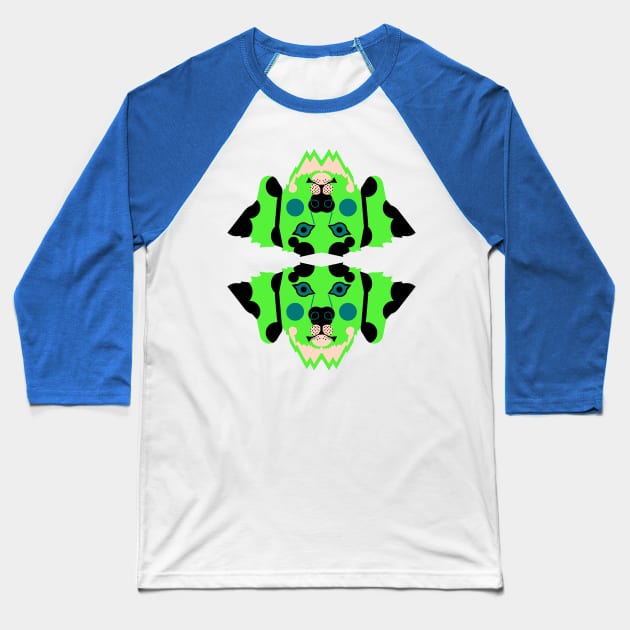 Dalmatian Dog Face, Lime Green Baseball T-Shirt by AnimalMagic